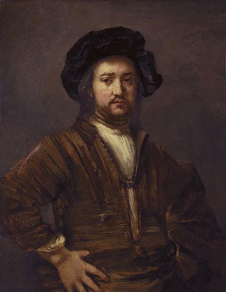 REMBRANDT Harmenszoon van Rijn Portrait of a man with arms akimbo oil painting image